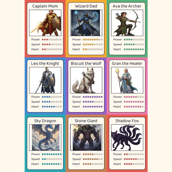 Example battle cards: cards