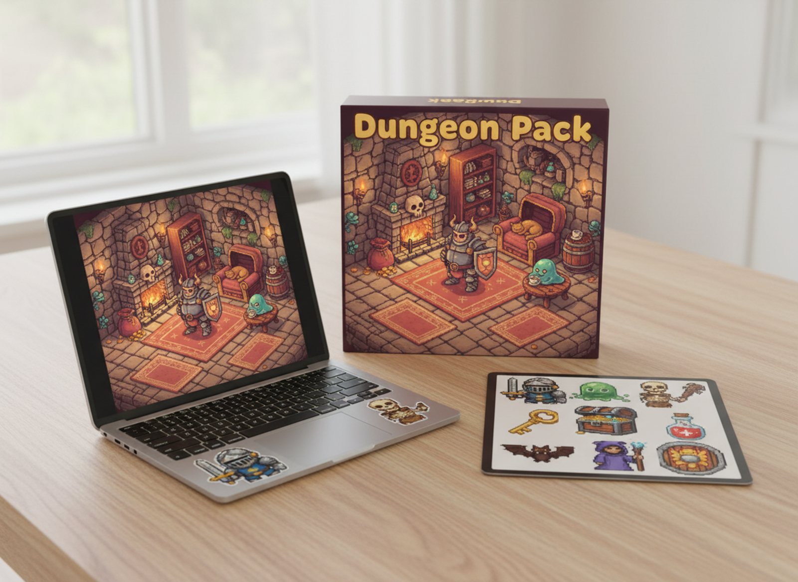 Game assets made on So Many Levels, printed and boxed