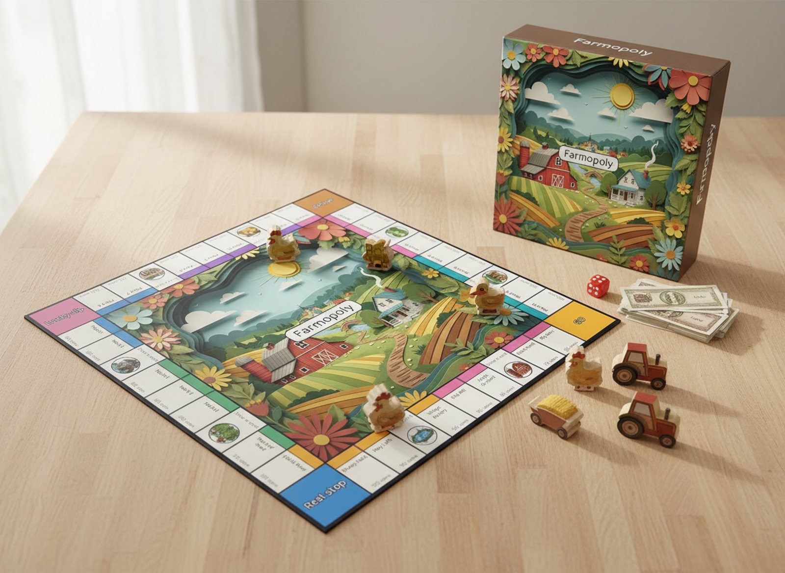 Property game made on So Many Levels, printed and boxed